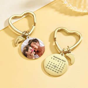 Custom Photo Calendar Keychain with Baby Feet Charm Personalized Calendar  the Perfect Heartfelt Gift - MadeMineAU