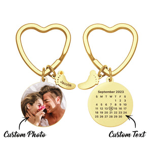 Custom Photo Calendar Keychain with Baby Feet Charm Personalized Calendar  the Perfect Heartfelt Gift - MadeMineAU