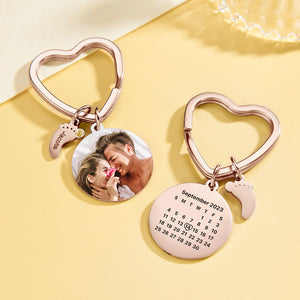 Custom Photo Calendar Keychain with Baby Feet Charm Personalized Calendar  the Perfect Heartfelt Gift - MadeMineAU