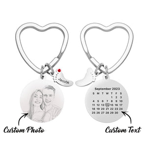 Custom Photo Calendar Keychain with Baby Feet Charm Personalized Calendar  the Perfect Heartfelt Gift - MadeMineAU