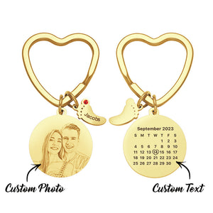 Custom Photo Calendar Keychain with Baby Feet Charm Personalized Calendar  the Perfect Heartfelt Gift - MadeMineAU