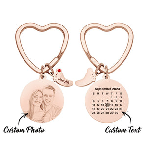 Custom Photo Calendar Keychain with Baby Feet Charm Personalized Calendar  the Perfect Heartfelt Gift - MadeMineAU