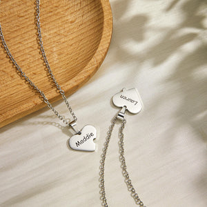 Engraved Heart Puzzle Necklace Pendant Trend Jewelry For Couples