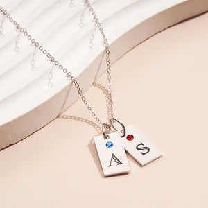 Custom Letter Birthstone Necklace Personalized Exquisite Initial Tag Pendant For Her