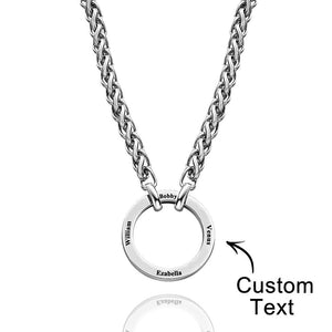Personalized Engraved Circle Necklace Bracelet Name Pendant Jewelry Father's Day Gift - soufeelus