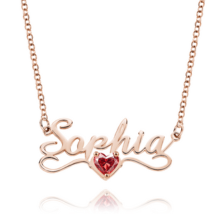 Personalized Name Necklace with Heart Birthstone Birthday Anniversary Gift for Her - MadeMineAU