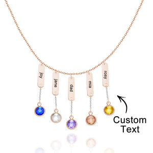 Custom Engraved Birthstone Necklace Simple Pendant Gifts - soufeelus