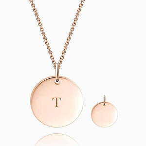 Initial Coin Necklace with Engraving Rose Gold Plated - MadeMineAU