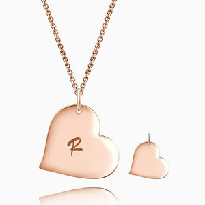 Initial Heart Necklace with Engraving 14k Gold Plated - MadeMineAU