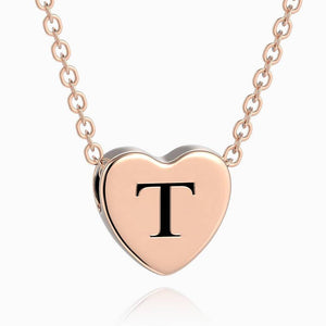 Engraved Heart Initial Necklace Rose Gold Plated - MadeMineAU