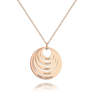 Personalized Engraved Necklace, Five Disc Name Necklace Rose Gold Plated - Rose Gold - MadeMineAU