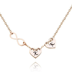 Engraved Necklace Initial Necklace Engraved Initial Letter Disk Heart-shaped Rose Gold Plated Silver - MadeMineAU