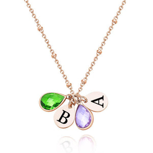 Custom Engraved For Diamond Multiple Birthstone Necklaces Gift For Her