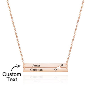 Custom Engraved Necklace Bar Necklace Gift for Mother - 