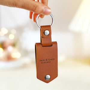 Couple Gifts Custom Leather Keychain Personalized Engrave Keychain Anniversary Gift For Couple - MadeMineAU