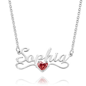 Personalized Name Necklace with Heart Birthstone Birthday Anniversary Gift for Her - MadeMineAU