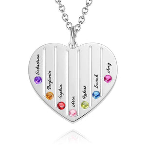 Engraved Heart Necklace Family Birthstone Necklace Rose Gold Plated - MadeMineAU