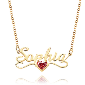 Personalized Name Necklace with Heart Birthstone Birthday Anniversary Gift for Her - MadeMineAU