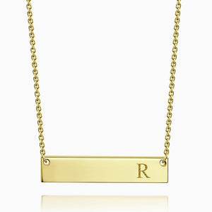 Initial Bar Necklace with Engraving 14k Gold Plated - MadeMineAU