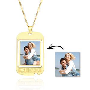 Custom Photo Engraved Necklaces Square Hangtag Souvenir Gift