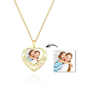 Custom Photo Love Heart Picture Pendant Necklace Small Jewelry For Her