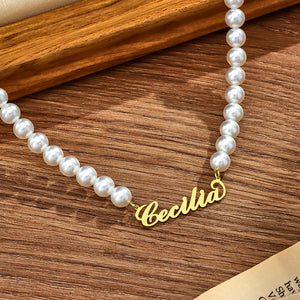 Custom Name Necklace Pearl Classic Romantic Gift - MadeMineAU