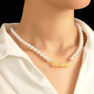 Custom Name Necklace Pearl Classic Romantic Gift - MadeMineAU