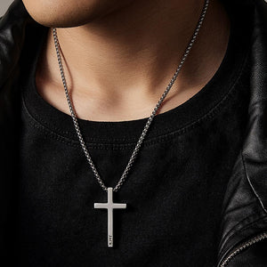 Custom Cross Necklace Engraved Necklace Men's Punk Pendant Necklace Baptism Christian Bible Verse Gifts Gift For Him