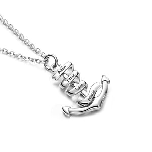 Personalized Custom Engraved Name Necklaces for Women Fashion  Anchor Heart Bar Necklace Pendant Memorial Jewelry