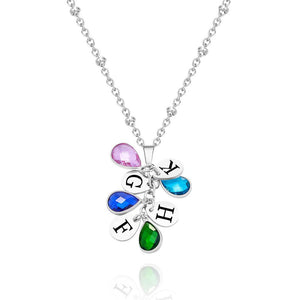 Custom Engraved For Diamond Multiple Birthstone Necklaces Gift For Her