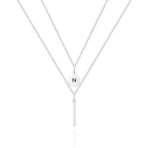 Custom Engraved Disc Necklace Engraved Initial Necklace Combo Necklaces Set