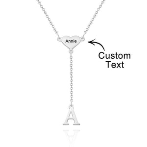 Custom Engraved Necklace Heart Letter Necklace Simple Letter Necklace Gift for Her - 