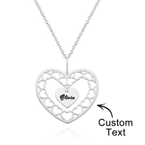 Custom Engraved Necklace Heart Necklace Gift for Her - 