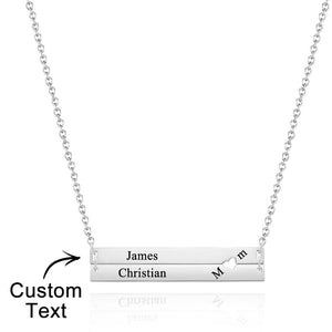 Custom Engraved Necklace Bar Necklace Gift for Mother - 