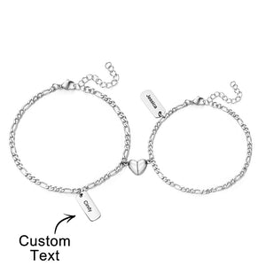Custom Engraved Bracelet Magnetic Heart Simple Chain Couple Gift - MadeMineAU