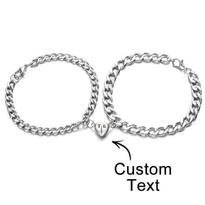 Custom Engraved Magnetic Bracelet Set Heart Shaped Matching Bracelet For Couples - MadeMineAU