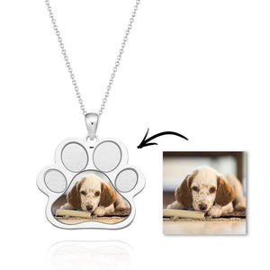 Custom Photo Necklaces Paw Print Pendant Cute Dog Pendant