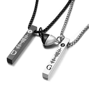 Bar Necklace with Custom Spotify Code Engraving Initial Personalized gift Unisex Necklace for Couple