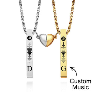 Bar Necklace with Custom Spotify Code Engraving Initial Personalized gift Unisex Necklace for Couple - soufeelus