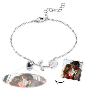 Tulip Photo Projection Bracelet Personalized Picture Flower Bracelet Minimalist Pet Memorial Jewelry - MadeMineAU