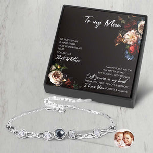 Personalized Photo Projection Bracelet with Diamonds Beautiful Gift for Mom Best Mother's Day Gift