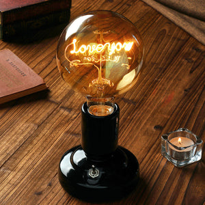 Custom Text Edison Led Filament Modeling Lamp Soft Light Bulbs Decorative Vintage Black Lamp Base - MadeMineAU