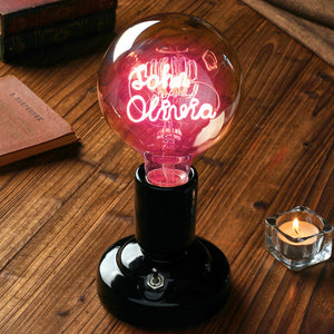 Custom Text Edison Led Filament Modeling Lamp Soft Light Bulbs Decorative Vintage Black Lamp Base - MadeMineAU