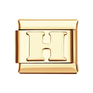 Letter H - Gold Italian Charm For Italian Charm Bracelets Composable Link - MadeMineAU