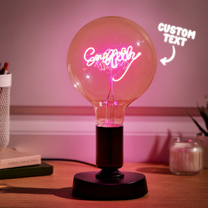 Custom Text Vintage Edison Led Filament Modeling Lamp Soft Light Bulbs Decorative Pink Light Led - MadeMineAU