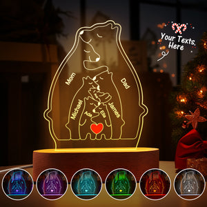 Personalized Names Warm Bear Family Acrylic Lamp Custom Night Light Best Christmas Gift - MadeMineAU