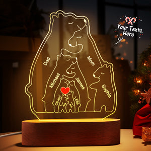 Personalized Names Warm Bear Family Acrylic Lamp Custom Night Light Best Christmas Gift - MadeMineAU