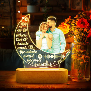 Personalized Photo Acrylic Moon Lamp Custom Night Light Gift for Couple Home Decor - MadeMineAU