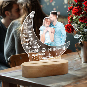 Personalized Photo Acrylic Moon Lamp Custom Night Light Gift for Couple Home Decor - MadeMineAU