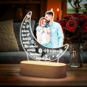 Personalized Photo Acrylic Moon Lamp Custom Night Light Gift for Couple Home Decor - MadeMineAU